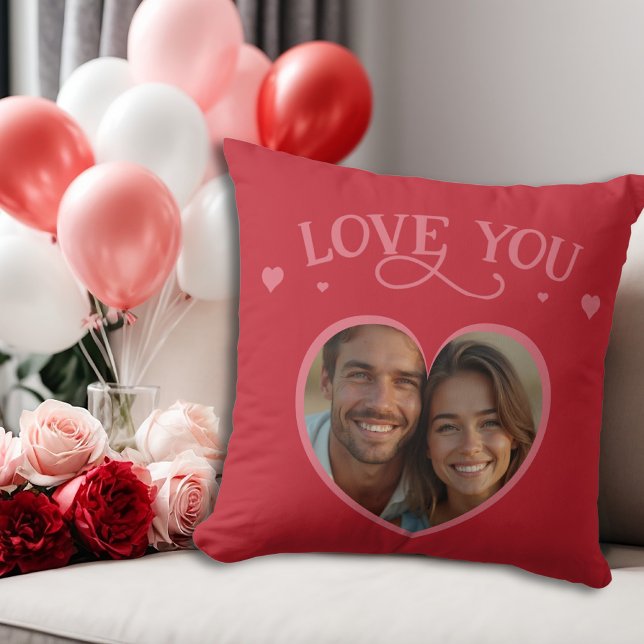Romantic Red Valentine’s Personalised Love Cushion (Romantic Red Valentine’s Personalized Love Throw Pillow)