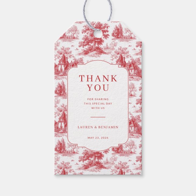 Romantic Red Vintage Countryside Gift Tags (Front)
