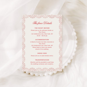 Romantic Red Vintage Monogram Crest Wedding Enclosure Card