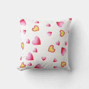 Romantic Red watercolor Heart Valentine Throw Pil Cushion