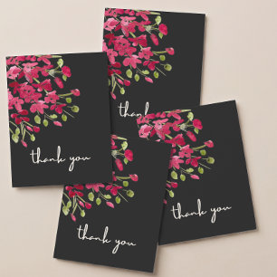 Romantic Red Watercolor Wildflower Thank You Card
