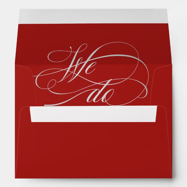 Romantic Red We Do Calligraphy Wedding Envelope (Back (Bottom))