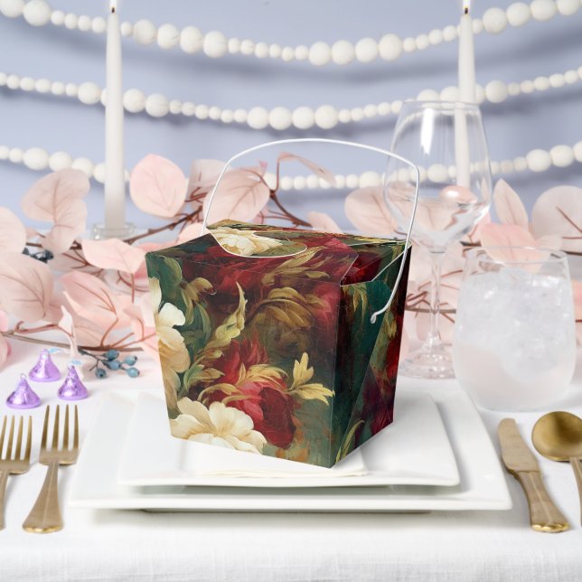 Romantic Red White Flowers Bridal Shower Wedding Favour Box (Wedding)