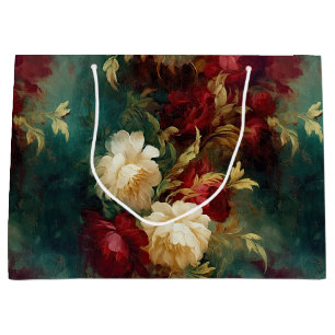 Romantic Red White Flowers Bridal Shower Wedding Large Gift Bag