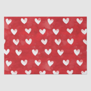 Romantic Red White Hearts Bridal Shower Tissue Paper