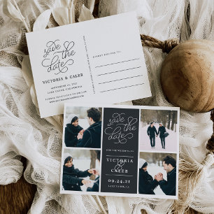 Romantic Request Photo Collage Save the Date Announcement Postcard