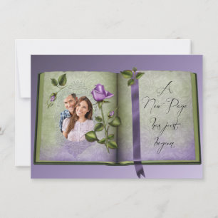 Romantic Retro Love Book Purple Wedding Invites