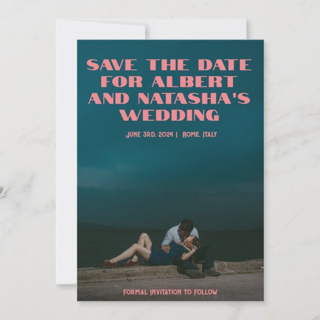 Romantic Retro Movie Poster Save the Date Invitation (Front)