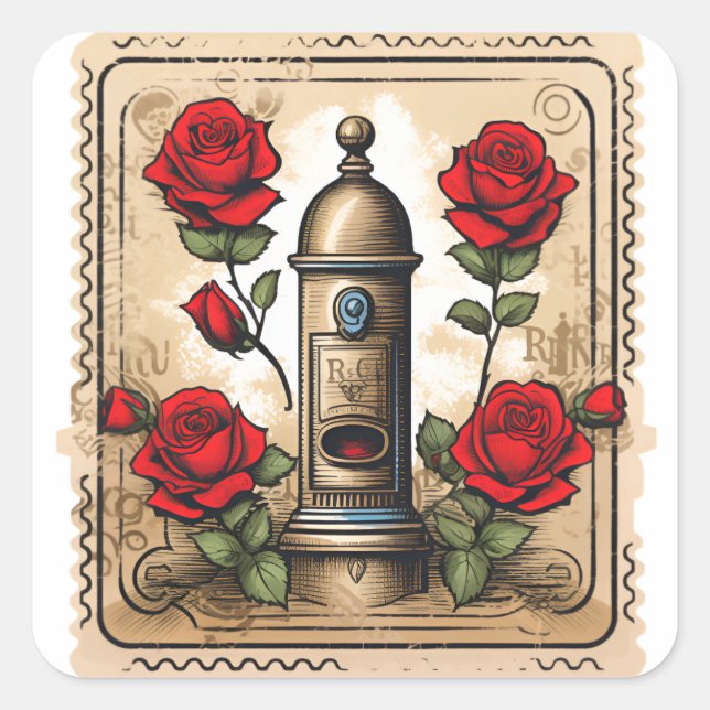 Romantic Retro Stamp Stickers (Front)