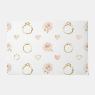 Romantic Rings and Roses Seamless Pattern Doormat