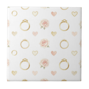 Romantic Rings and Roses Seamless Pattern Tile