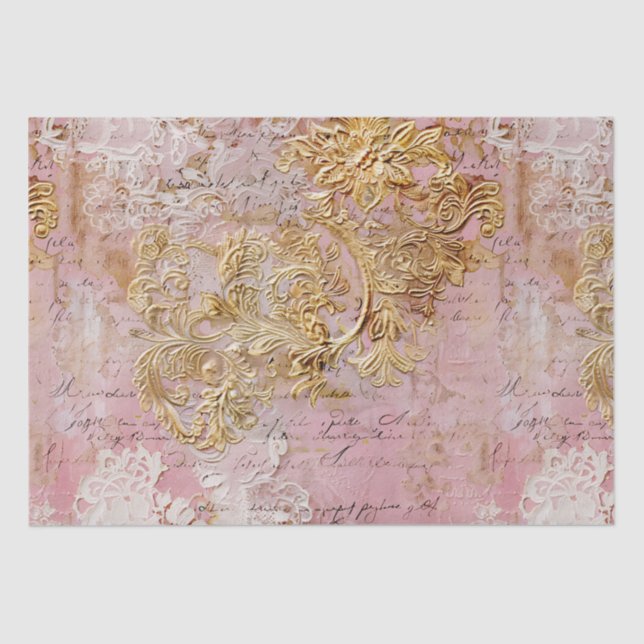 Romantic Rococo Dusty Rose Antique Lace  Tissue Paper (Front)
