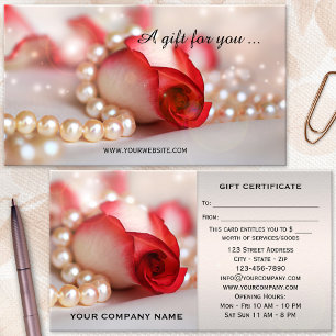 Romantic Rose and Pearls Gift Certificate