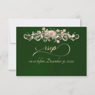 Romantic Rose Arc - Emerald RSVP Card