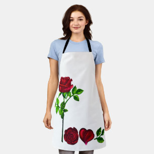 Romantic Rose Art Apron –Hand-Painted LOVE Design 