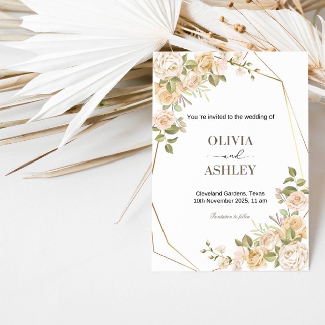 Romantic Rose Bloom Wedding | Elegant Floral Party Invitation (Creator Uploaded)