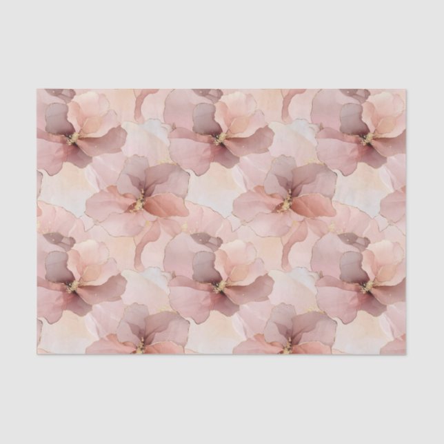 Romantic Rose Blush Pink Gold Floral Tissue Paper (Front)