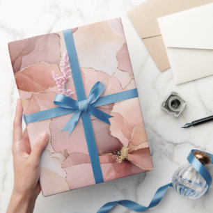 Romantic Rose Blush Pink Gold Floral Wrapping Paper
