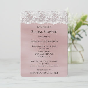 Romantic Rose Blush Pink White Lace Bridal Shower Invitation