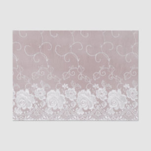 Romantic Rose Blush Pink White Lace Floral Wedding Tissue Paper