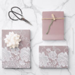 Romantic Rose Blush Pink White Lace Floral Wedding Wrapping Paper Sheet<br><div class="desc">Romantic Rose Blush Pink White Lace Floral Wedding Bridal Shower</div>