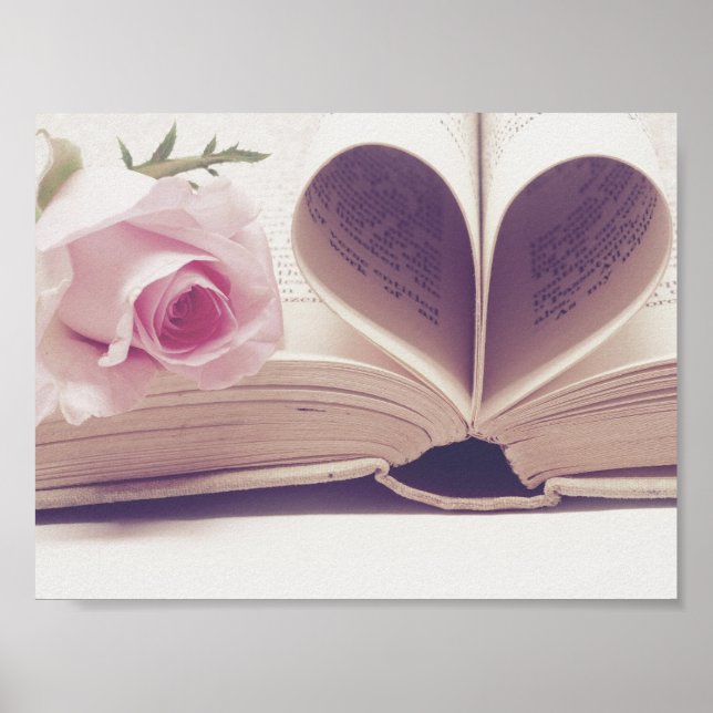 romantic rose book pink poster (Front)