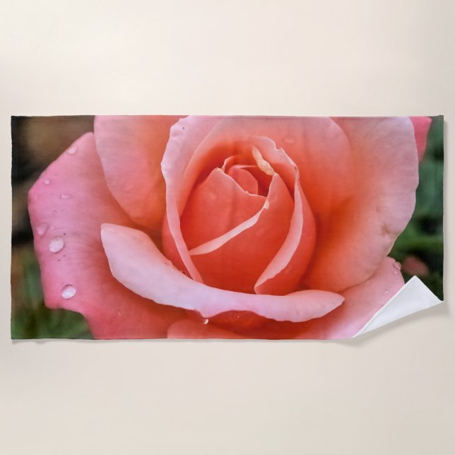 Romantic Rose Botanical Art Print Beach Towel (Front)