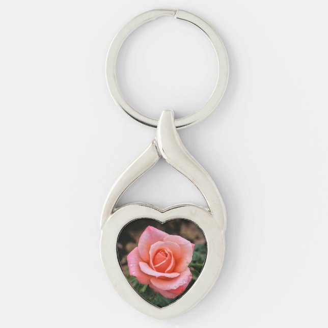 Romantic Rose Botanical Art Print Key Ring (Front)