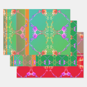 Romantic Rose Fabergè-inspired Wrapping Paper Sheet