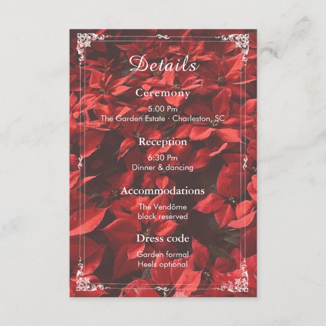 Romantic Rose | Floral Details Editable Wedding  Enclosure Card (Front)