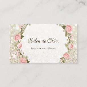 Romantic Rose Floral Elegant Glitter Sparkle Salon Business Card
