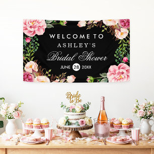 Romantic Rose Floral Wrap Wedding Bridal Shower Banner