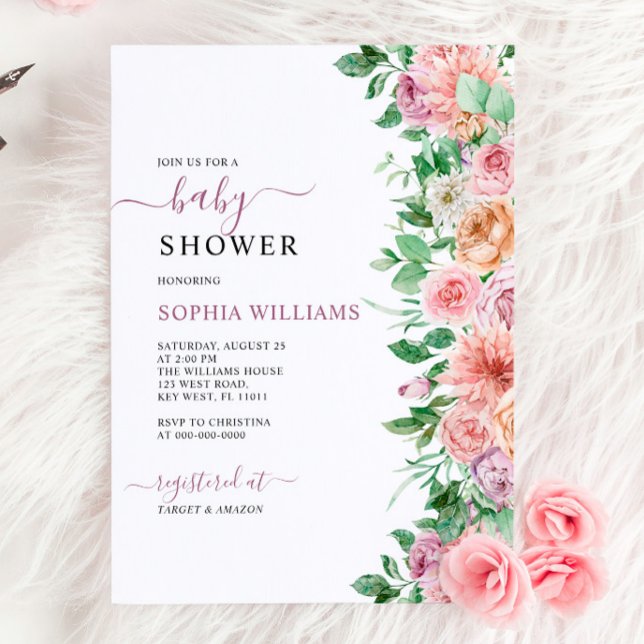 Romantic Rose Flowers  Baby Shower Invitation (Creator Uploaded)