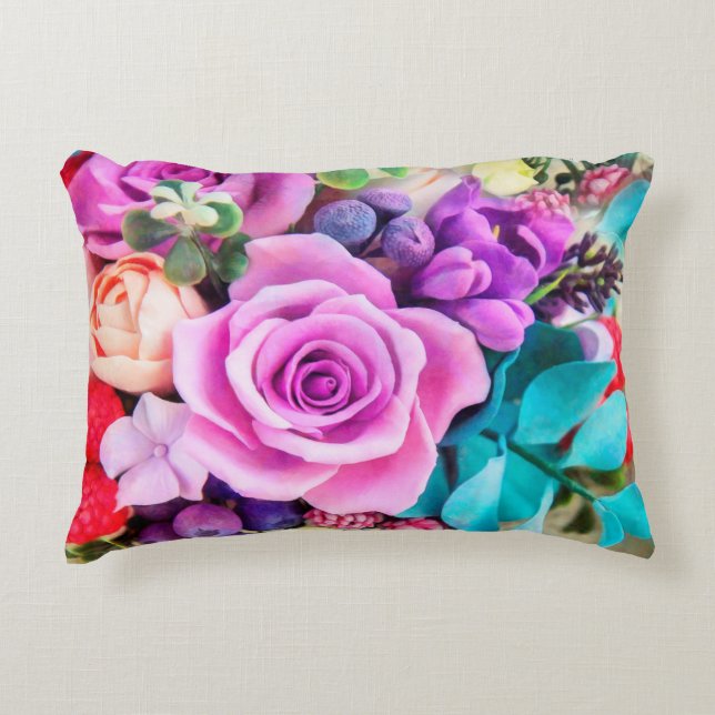 Romantic Rose Flowers Garden Decorative Cushion (Front)