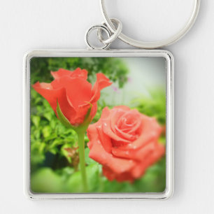 Romantic Rose Flowers Key Ring