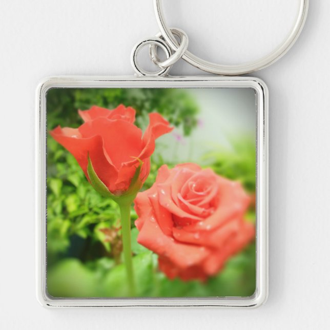 Romantic Rose Flowers Key Ring (Front)