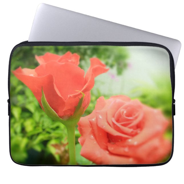 Romantic Rose Flowers Laptop Sleeve (Front)