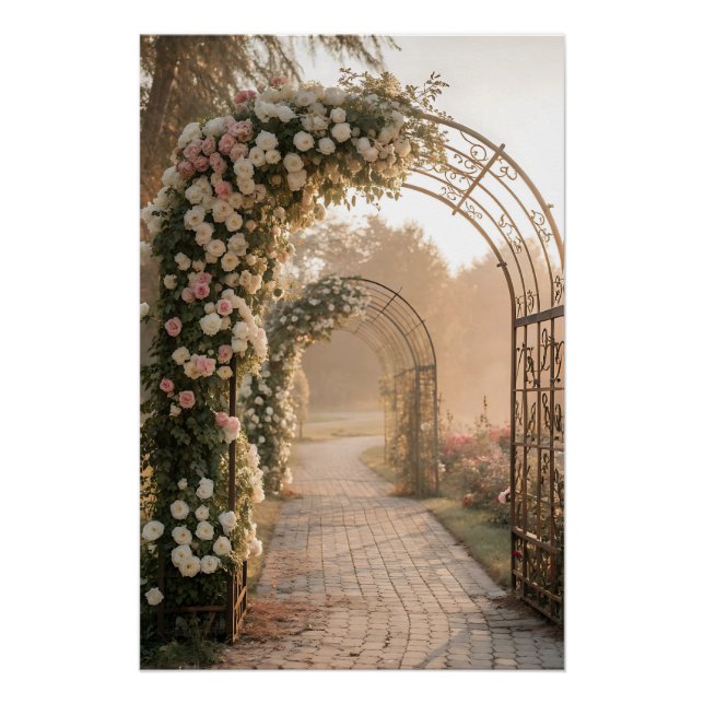 Romantic Rose Garden Archway Dreamscape Poster (Front)