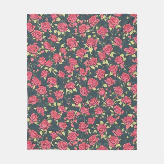 Romantic Rose Garden Fleece Blanket (Front)