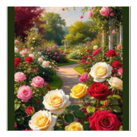 Romantic Rose Garden Path – Cottagecore Wall Art