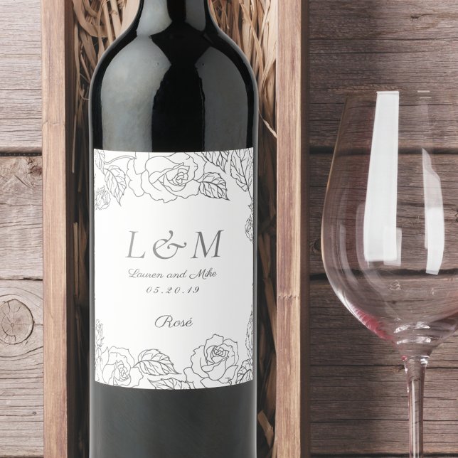 Romantic Rose Garden Personalised Wedding Wine Label (Creator Uploaded)