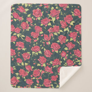 Romantic Rose Garden Sherpa Blanket