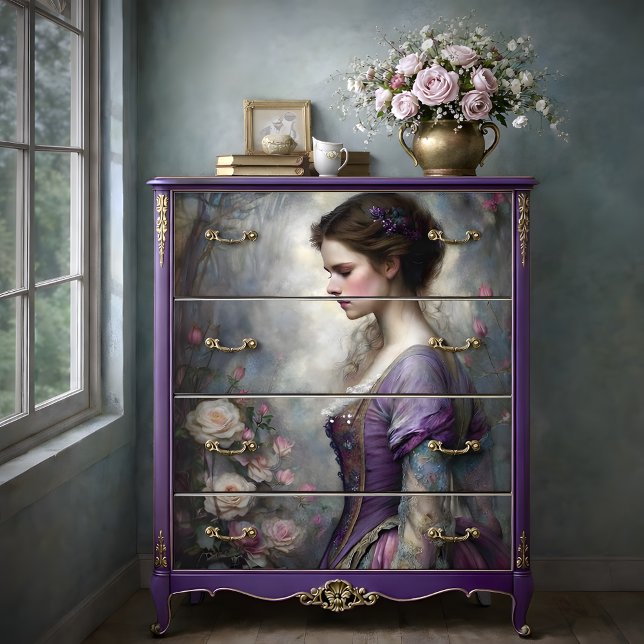 Romantic Rose Garden Woman Portrait Decoupage Tissue Paper (Romantic Rose Garden Woman Portrait Decoupage Tissue Paper)