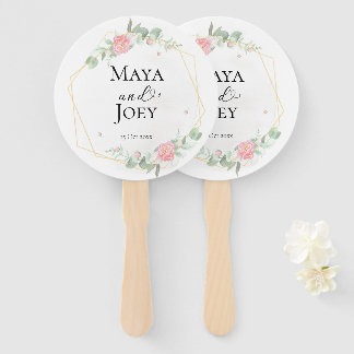 Romantic Rose Geometric Wedding Hand Fan