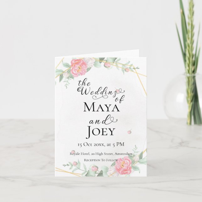 Romantic Rose Geometric Wedding Invitation (Front)