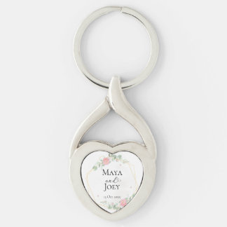 Romantic Rose Geometric Wedding Key Ring