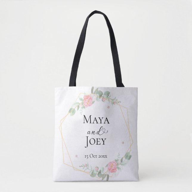 Romantic Rose Geometric Wedding Tote Bag (Front)