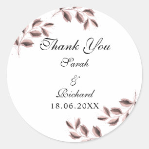 Romantic Rose Glitter Calligraphy Wedding Classic Round Sticker