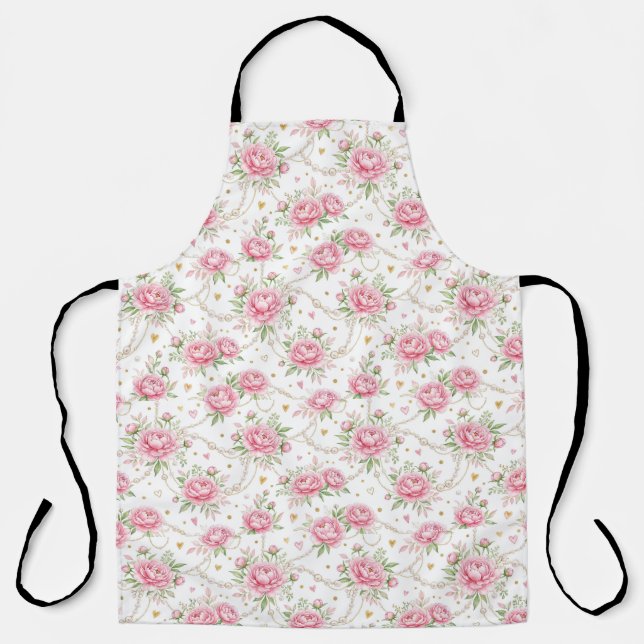 Romantic Rose & Gold Accent Apron (Front)