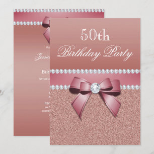 Romantic Rose Gold Birthday Party Invitation